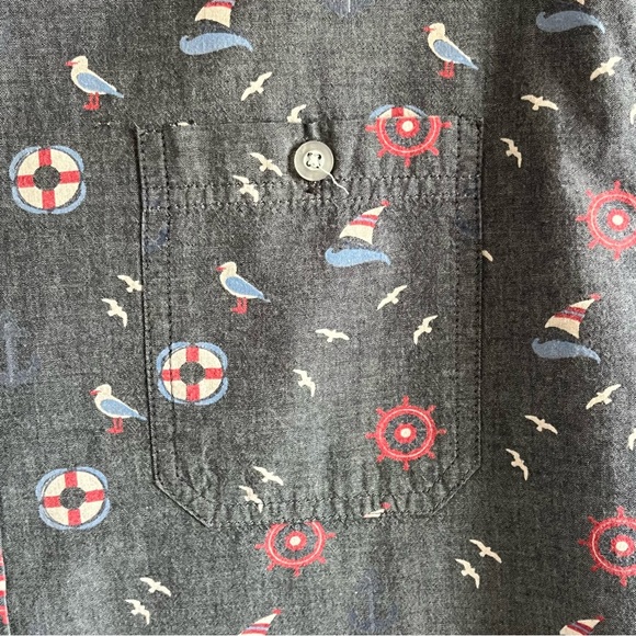 Artistry in Motion Button Down Short Sleeve Shirt Gray Nautical Size Medium - Picture 5 of 9